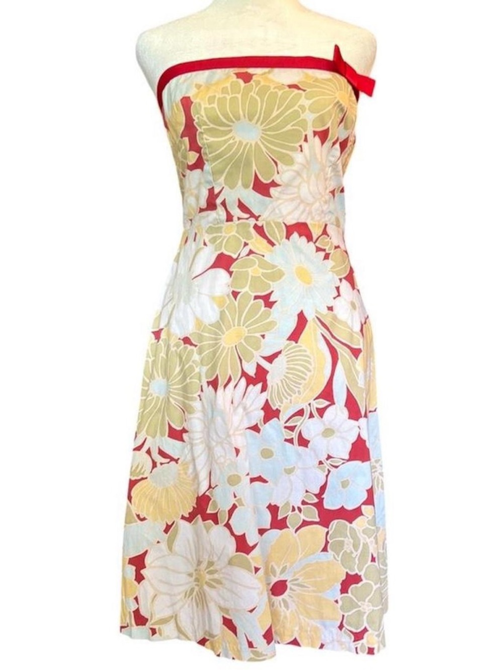 Y2K style zinc Strapless Floral Sundress with bow size small